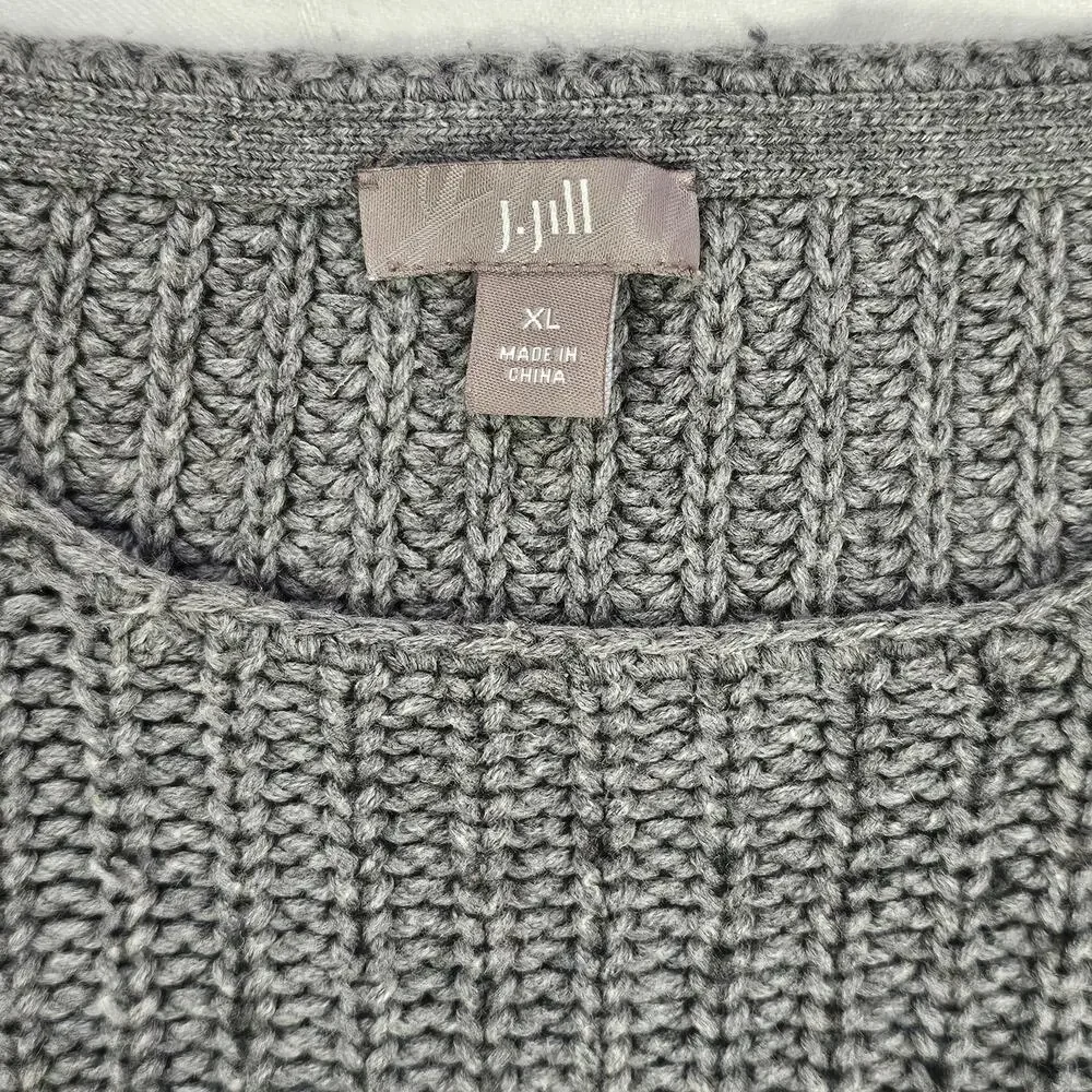 JJill gray marl jewel neck pullover sweater minimal simple normcore XL